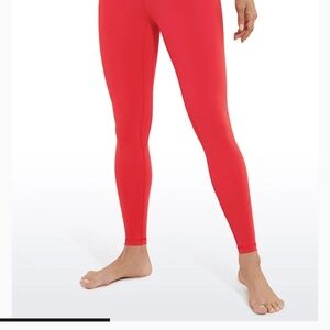 Vibrant Red Crimson Leggings Brushed Nakedfeel Buttlift